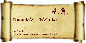 Anderkó Márta névjegykártya